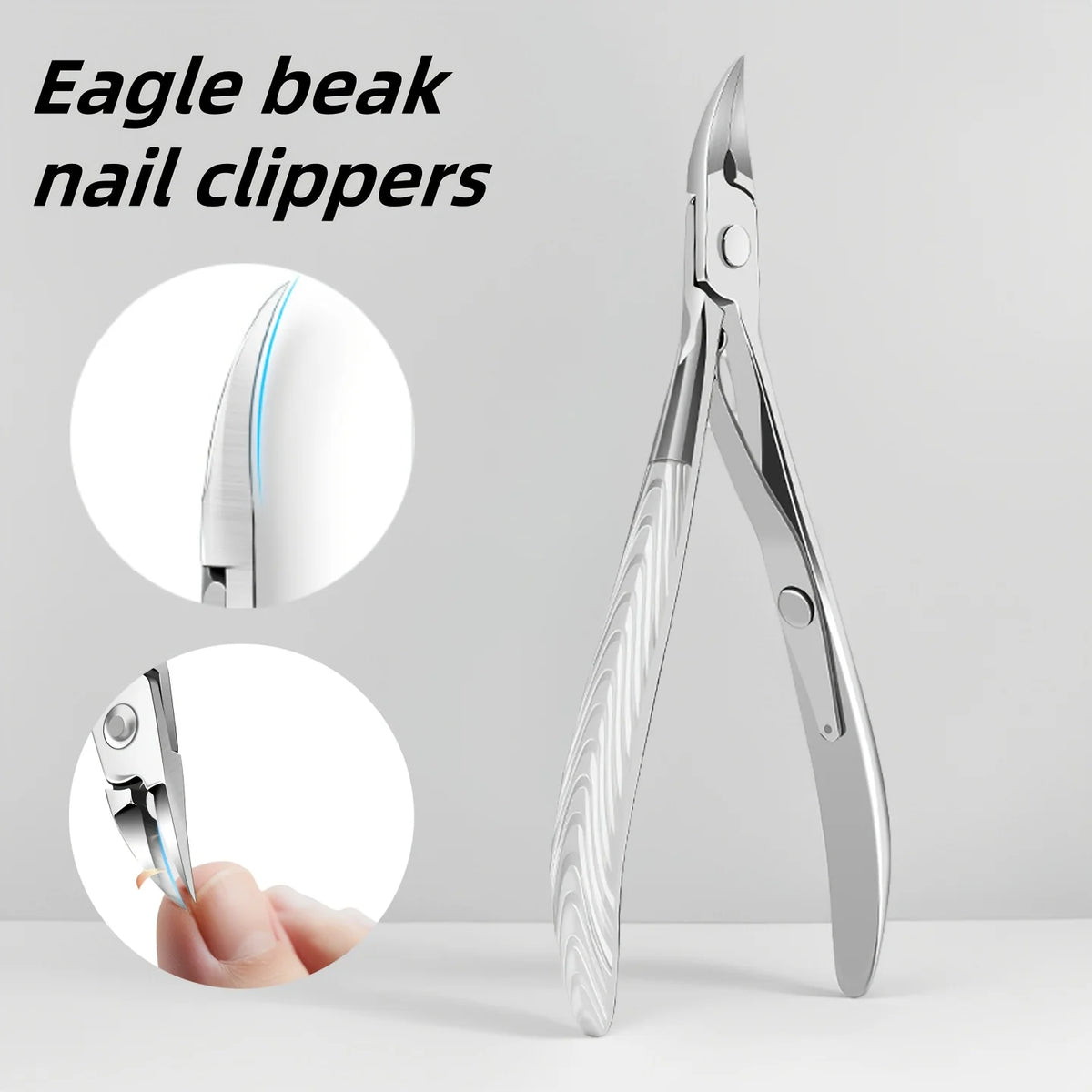 Ouriner Stainless Steel Toenail Clipper – Slanted Extended Tip Nail Clipper PLUSH Silvery