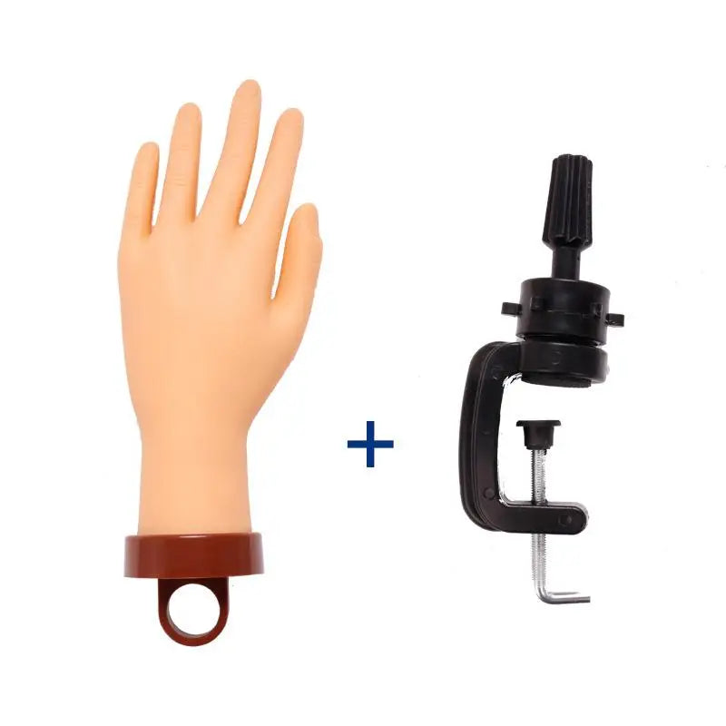 Nail Practice Mannequin Hand – Flexible Fingers & Desk Bracket Nail Practice Hand PLUSH