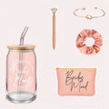 Bridesmaid Proposal Gift Set – 16oz Glass Cup & Makeup Bag Bridesmaid Gift Set PLUSH 5PCs Bridesmaid set