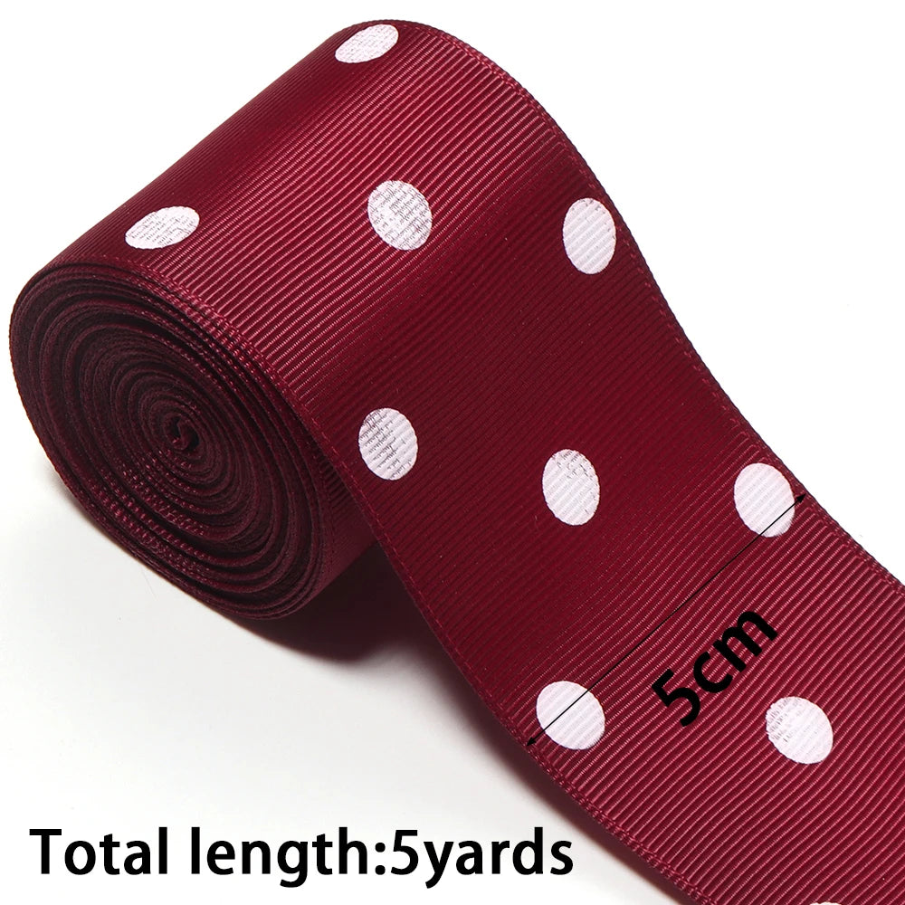 Wine Red Polka Dot Grosgrain Ribbon – Hair Bows & Gift Wrap Grosgrain Ribbon PLUSH 50mm x 5yards 1roll