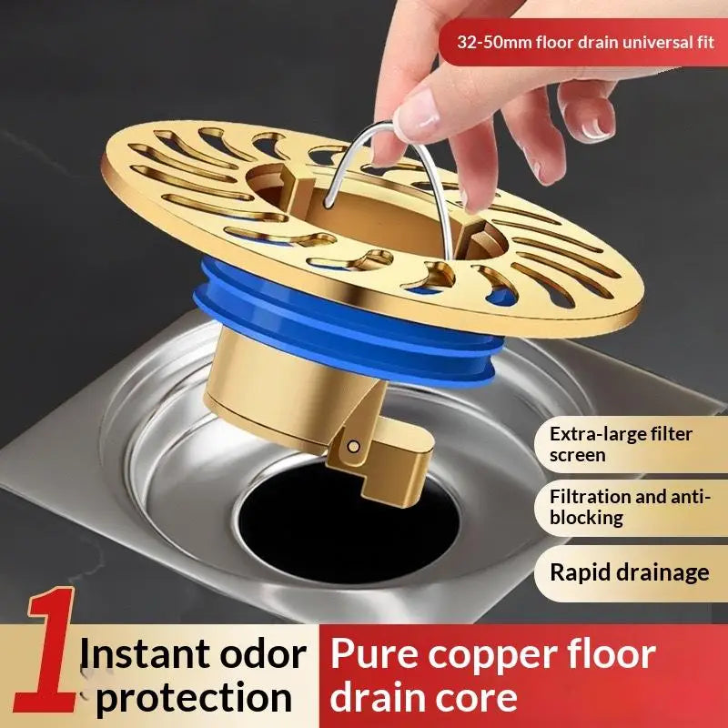 Copper Floor Drain 10x10cm – Odor & Insect Proof Stopper Floor Drain Stopper PLUSH