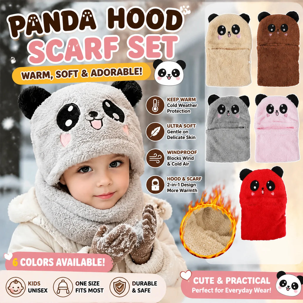 Kids Winter Bear Earmuff Hat & Fleece Neck Warmer Set Kids Winter Hat Set PLUSH