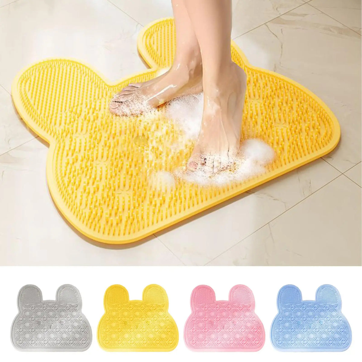 Silicone Shower Foot Scrubber Mat – Non-Slip Bath Massage Pad Shower Scrubber Mat PLUSH
