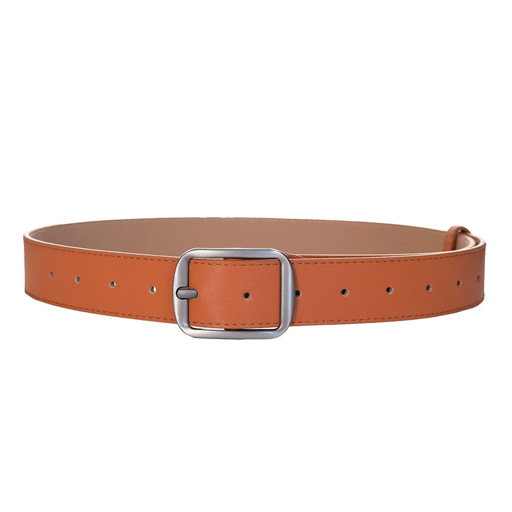 Unisex PU Leather Retro Square Buckle Belt – BF Style PU Leather Belt PLUSH Brown