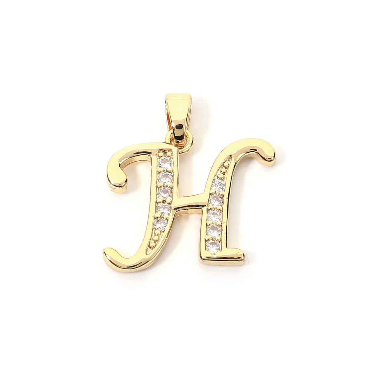 Metal A-Z Zircon Initial Letter Charm Pendant – DIY Jewelry Initial Letter Charm PLUSH H 17X15mm