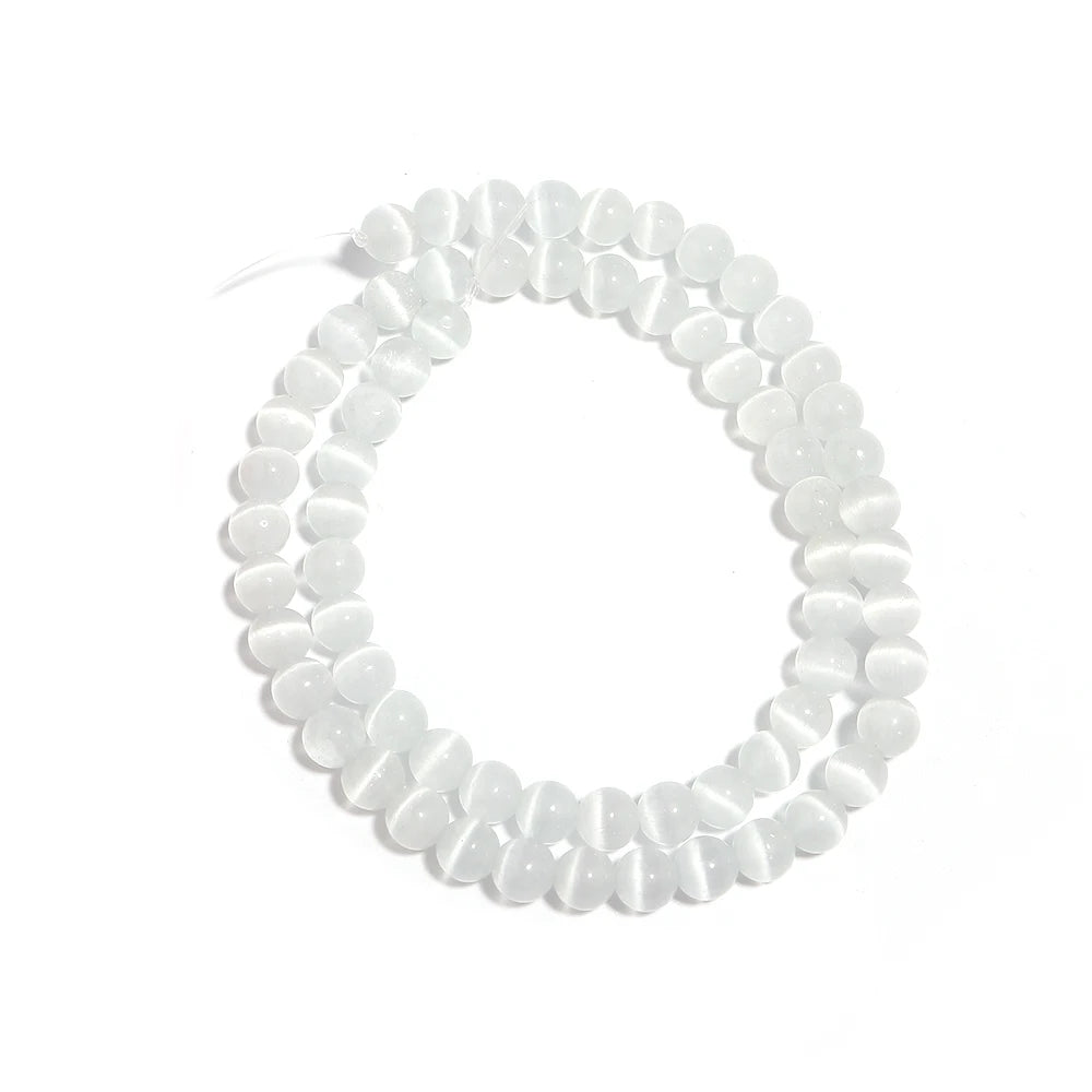White Cat Eye Round Stone Beads 4–12mm | DIY Jewelry Natural Stone Beads PLUSH 6mm Apx 60pcs