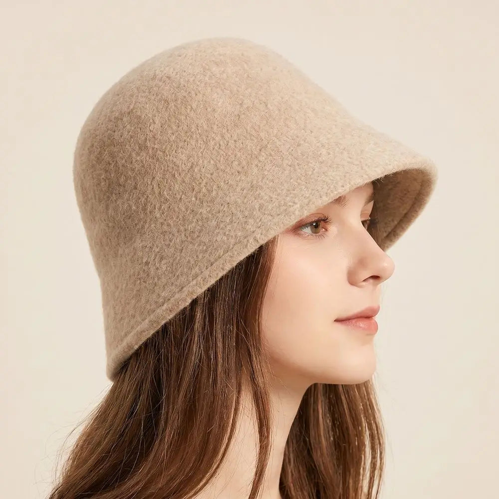 Women's Wool Knit Bucket Hat – Warm Windproof Fisherman Hat Knit Bucket Hat PLUSH