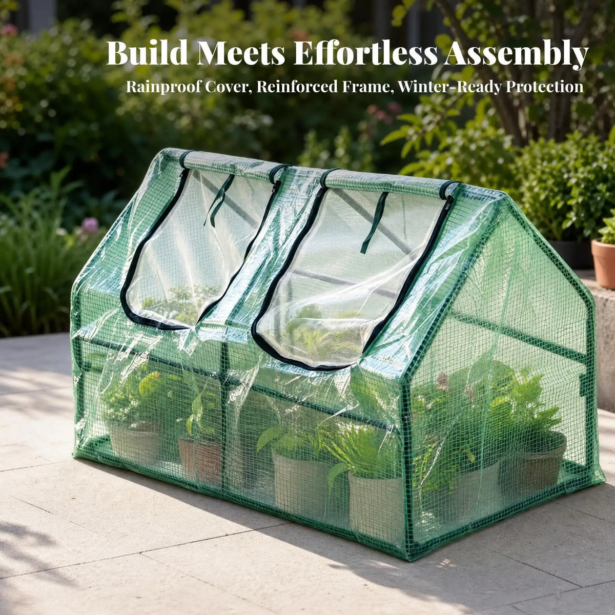 Portable Greenhouse Zippered Openings & Mesh Vents – 120×60cm Portable Greenhouse PLUSH