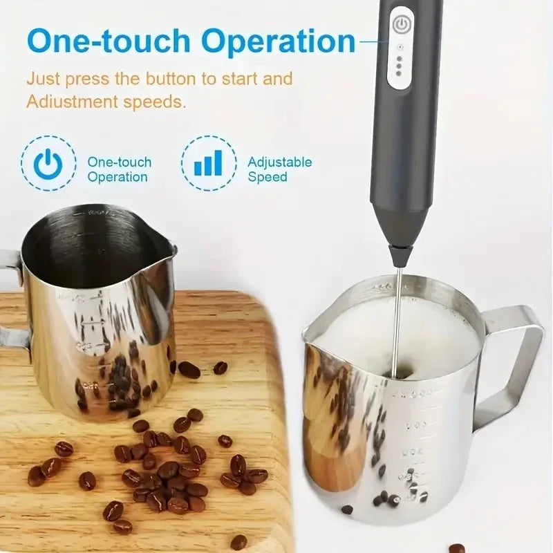 Handheld Mini Electric Milk Frother | USB Rechargeable 3 Speed Milk Frother PLUSH
