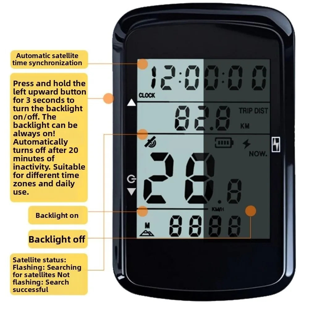 GPS Bike Speedometer 2.4" Screen Rechargeable Cycling Computer GPS Cycling Computer PLUSH