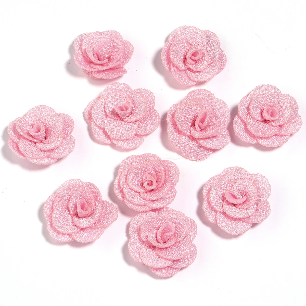 10pcs 3cm Fabric Rose Flowers for DIY Sewing & Crafts Fabric Flower Embellishments PLUSH pink 3cm