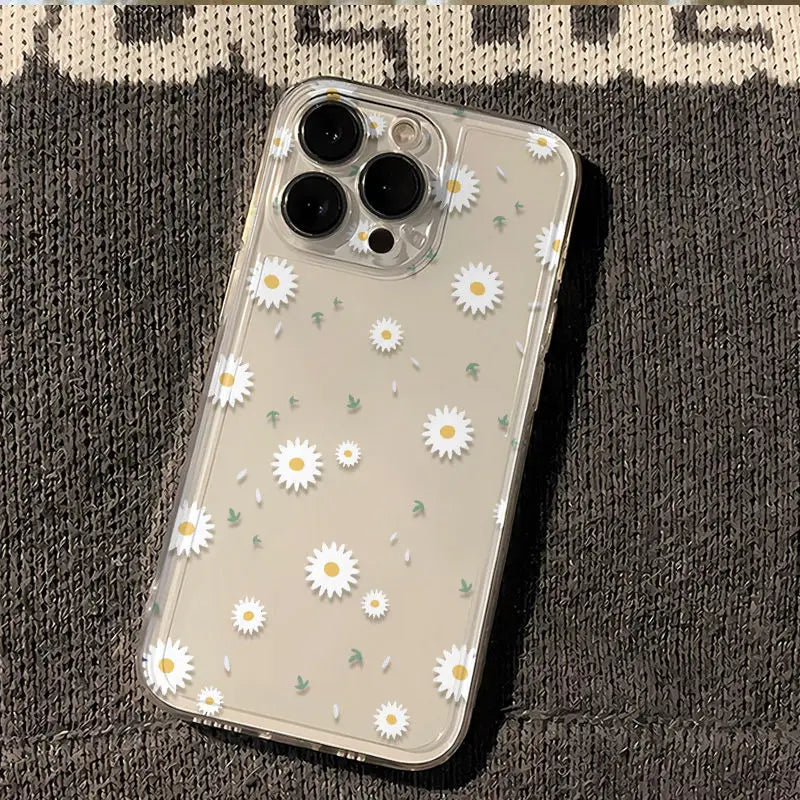 White Daisy Flower iPhone Case – Shockproof Clear Cover Phone Case PLUSH