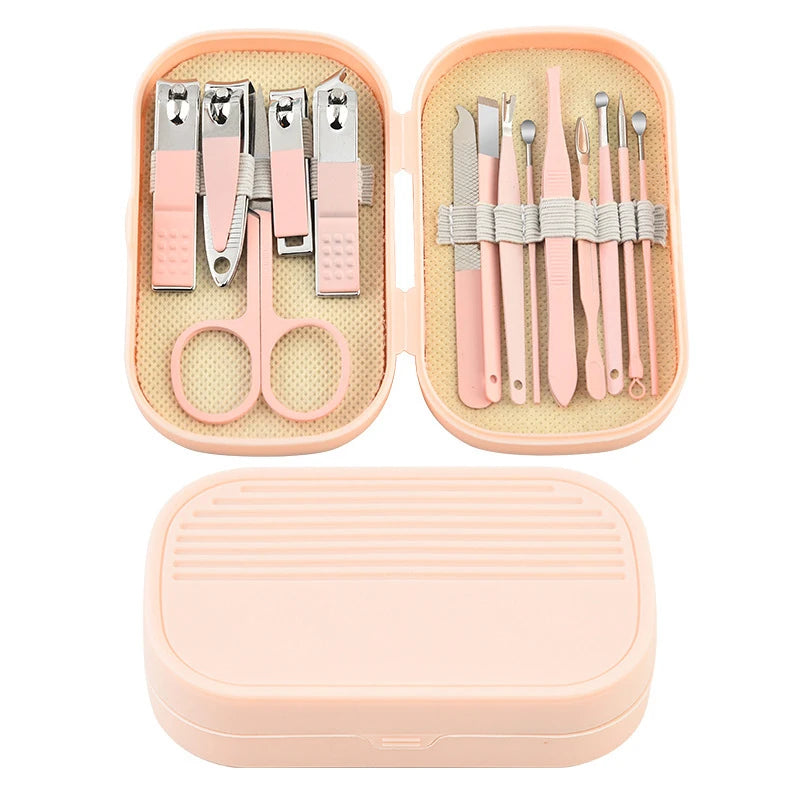 14-Piece Stainless Steel Manicure & Pedicure Set | Pink & Blue Manicure Pedicure Set PLUSH Pink 14 PCS SET
