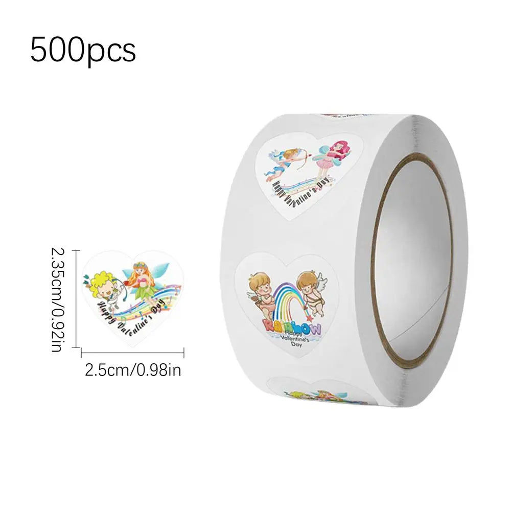 500pcs Heart Shape Stickers Roll – Wedding & Party Labels Decorative Sticker Roll PLUSH Stickers 500Pcs