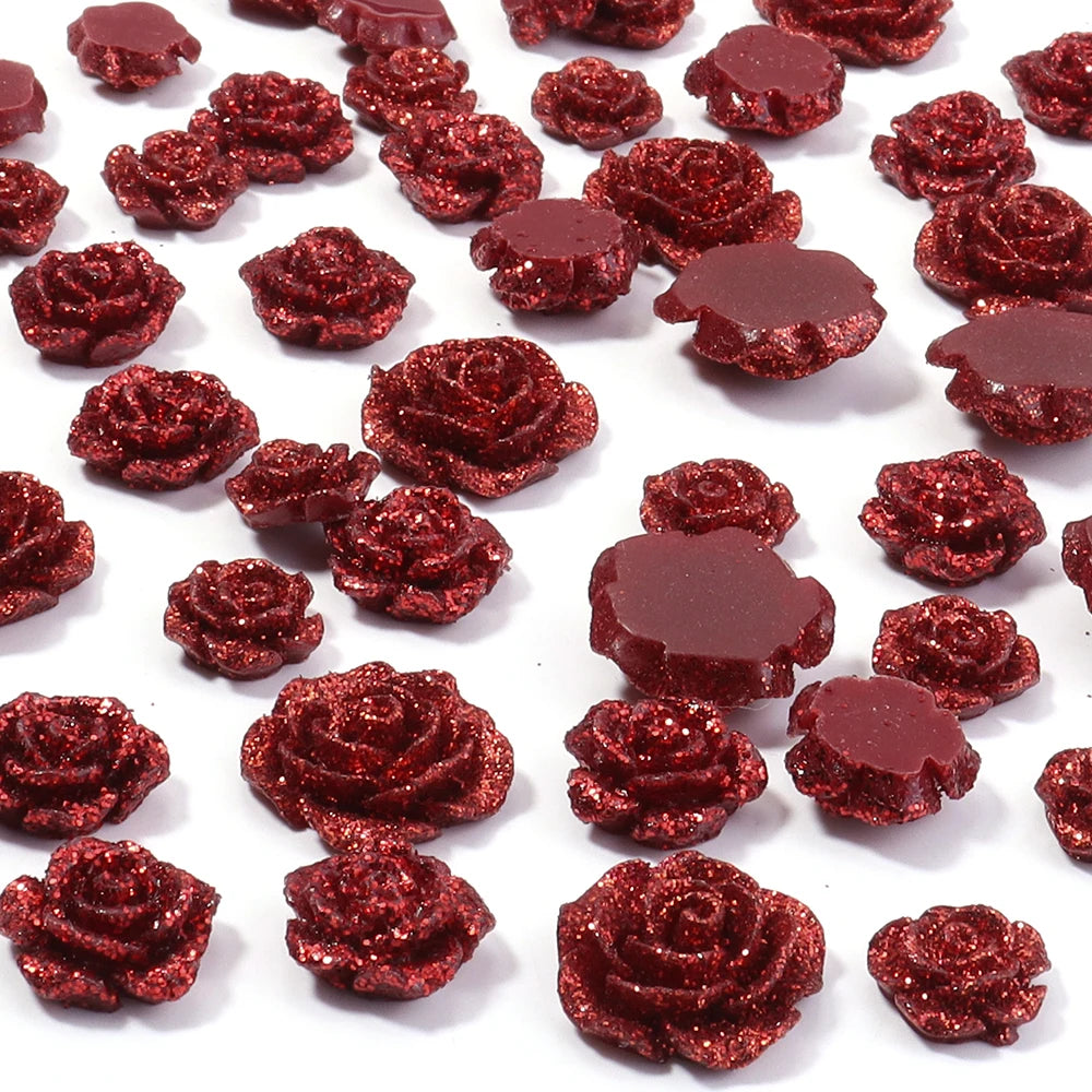 20pcs Rose Flower Resin Cabochons – Flat Back DIY Jewelry Resin Cabochons PLUSH