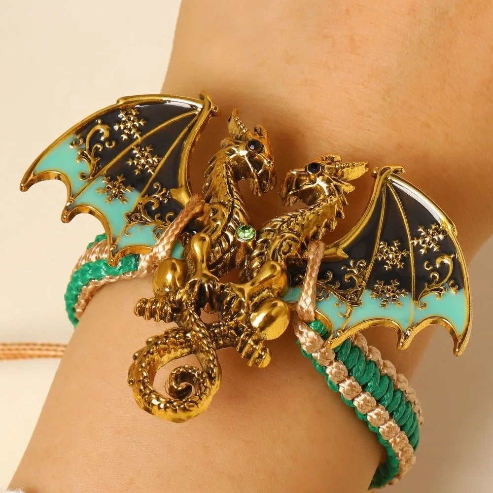 Dragon Braided Rope Bracelet – Adjustable Punk Woven Wristband Fashion Bracelet PLUSH Style H