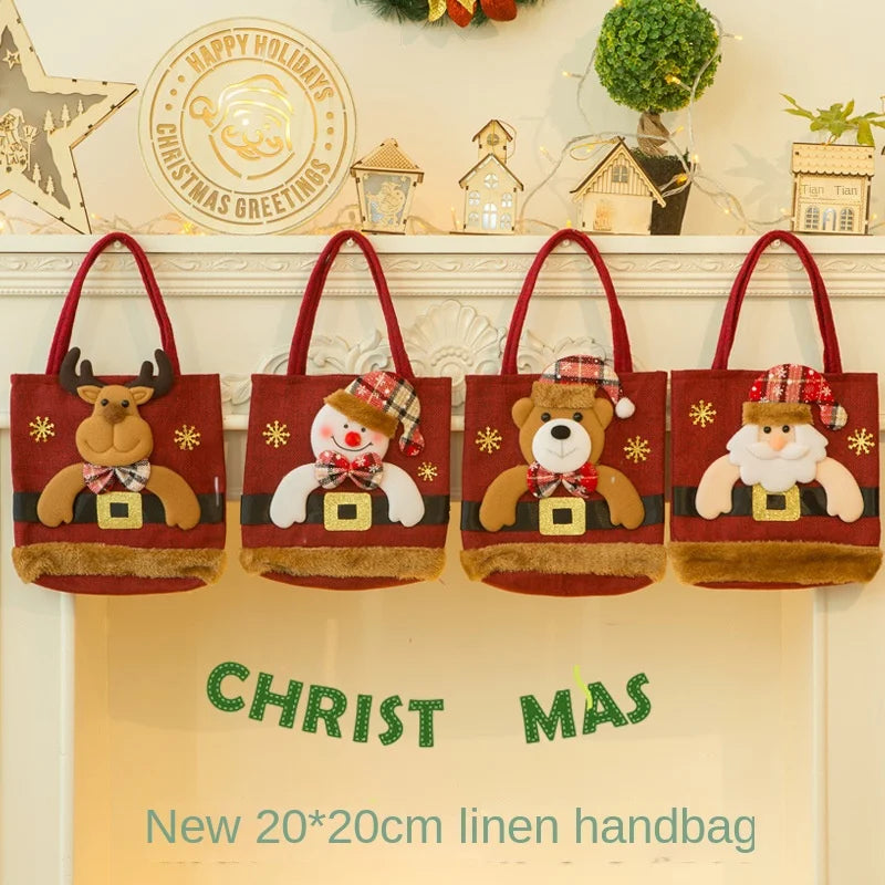 Christmas Snowman & Bear Gift Bags with Handles for Kids Christmas Gift Bags PLUSH