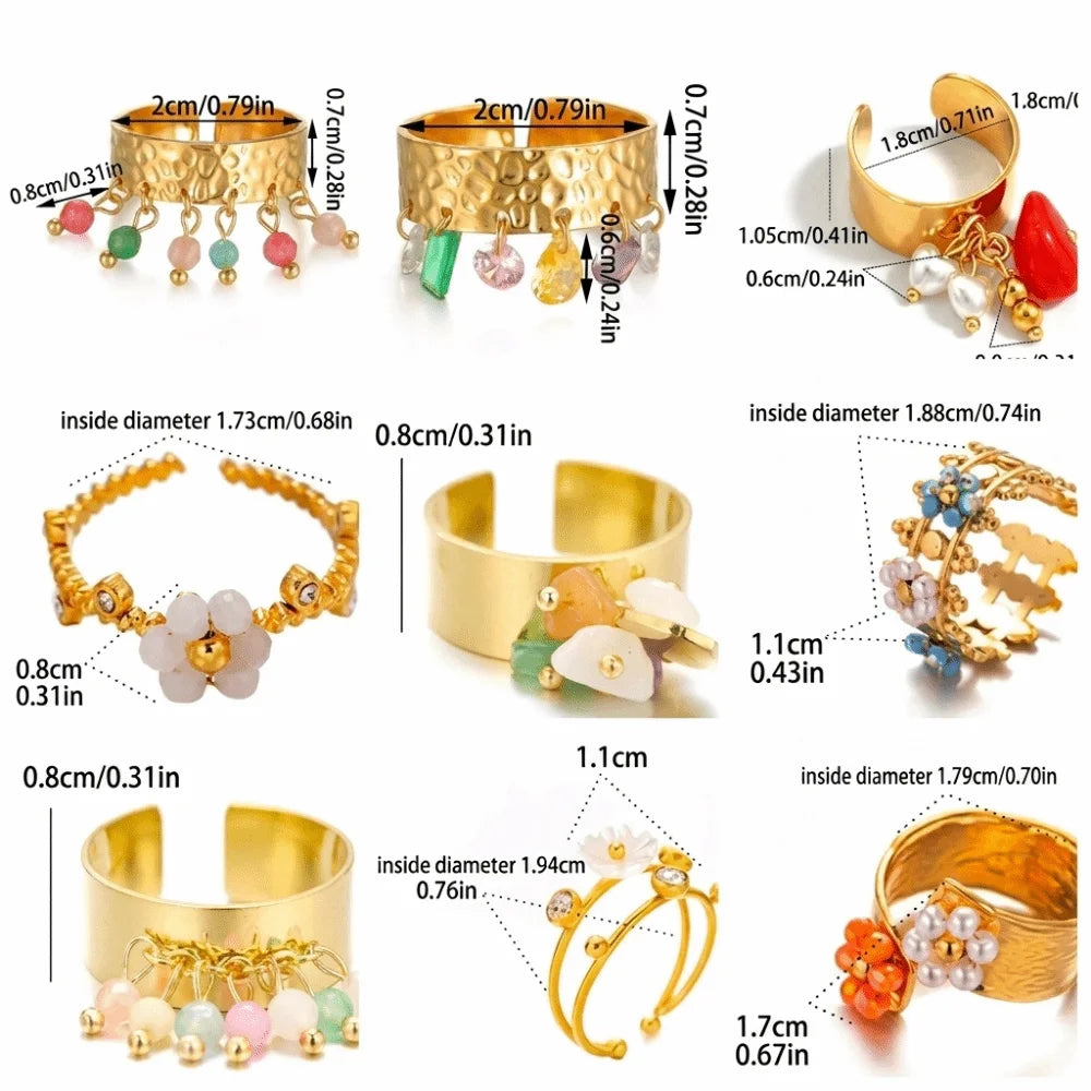 Gold Tone Adjustable Charm Open Ring – Women's Statement Ring Statement Ring PLUSH
