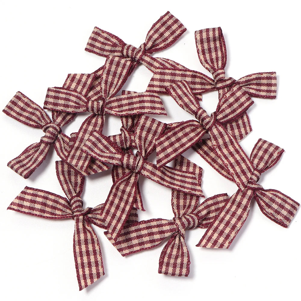 20pcs Plaid Ribbon Bows – DIY Hair Clips & Jewelry Crafts Ribbon Bow Embellishments PLUSH 06