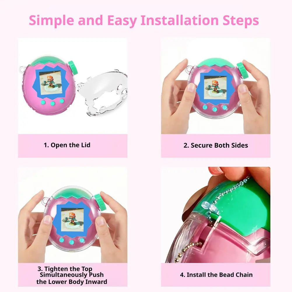 Tamagotchi Paradise Clear Protective Case with Button Caps Virtual Pet Accessory PLUSH