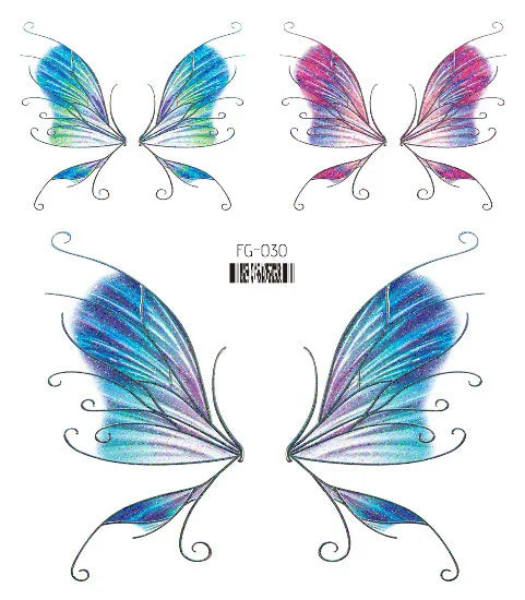 Purple Fairy Butterfly Glitter Temporary Tattoo Stickers