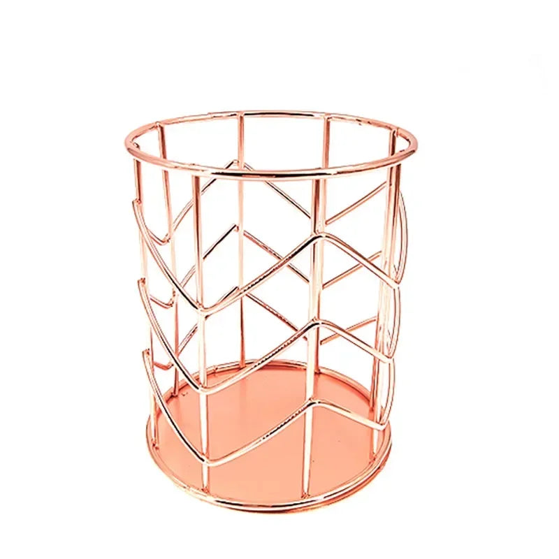 Rose Gold Makeup Brush Holder – Cylindrical Iron Storage Case Makeup Brush Organizer PLUSH