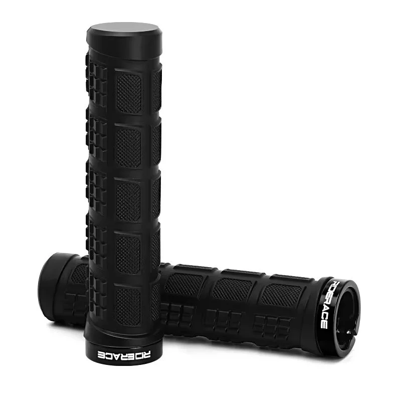 RIDERACE MTB Handlebar Grips Anti-Slip TPR Rubber Lock Bike Handlebar Grips PLUSH black