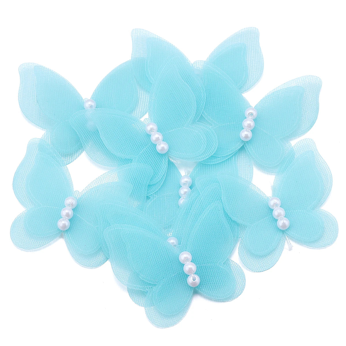 10pcs 3D Lace Butterfly Appliqués – DIY Sewing Craft Patches Fabric Appliqué Patch PLUSH Blue