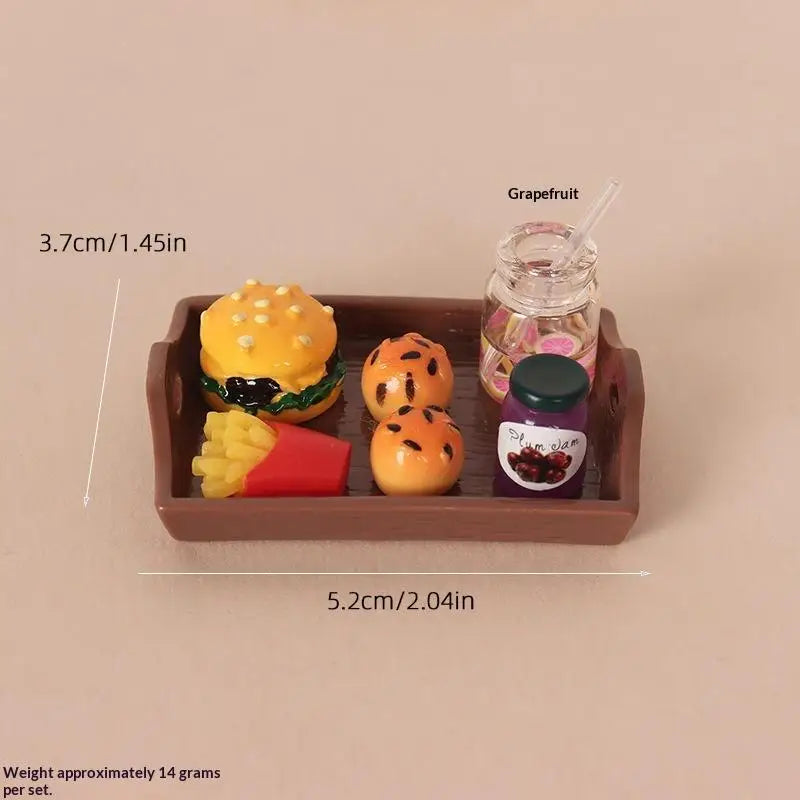 Miniature Fast Food Set 1:12 Scale Dollhouse Resin Props Dollhouse Accessory Set PLUSH A3