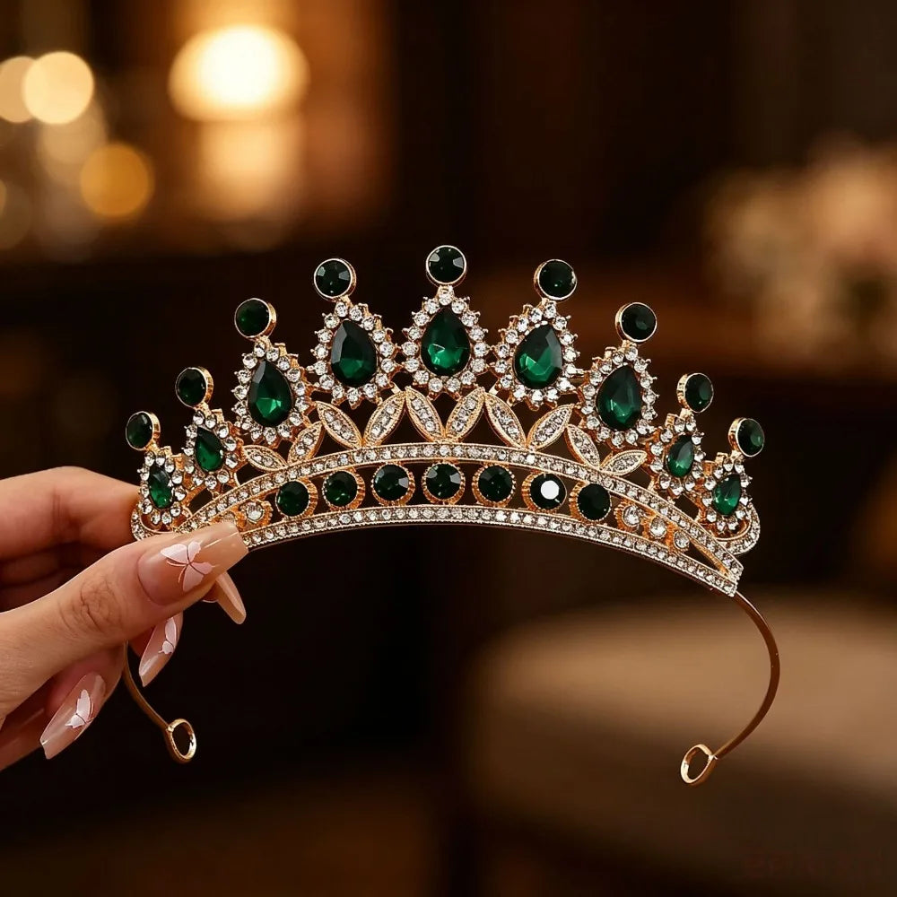 Sparkling Leaf Crown Headband – Kids Princess Hair Jewelry Crown Headband PLUSH Green