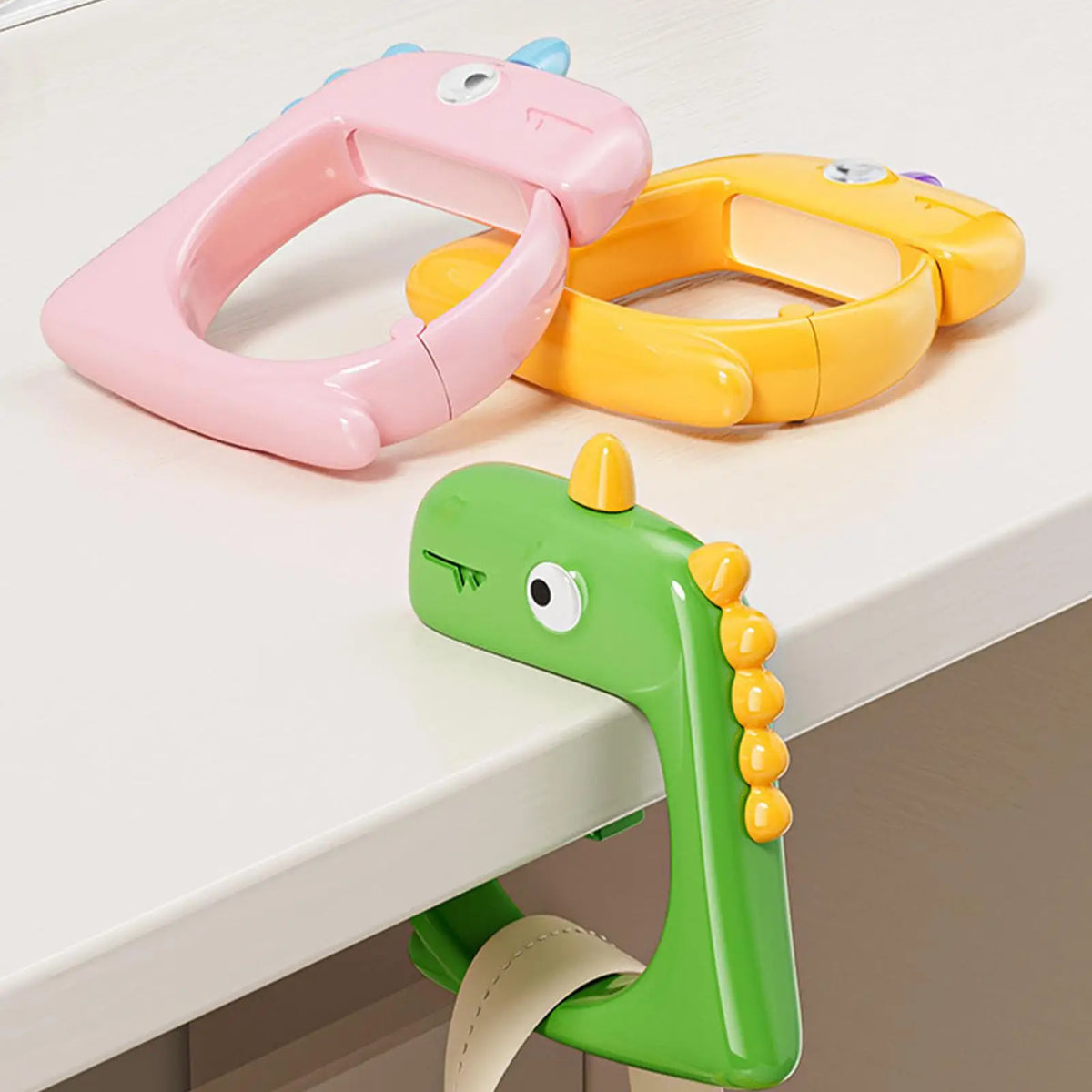 Dinosaur Desk Purse Hook – Clip-On Foldable Bag Hanger Clip-On Bag Hook PLUSH
