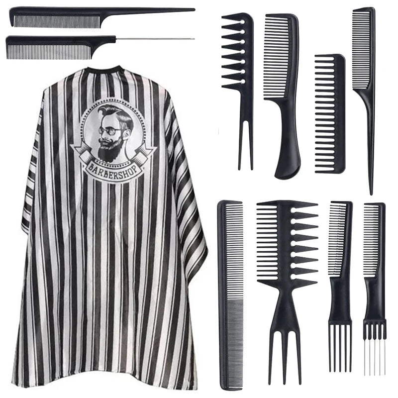Salon Barber Cape Set 11/15pcs – Cloak, Brush & Comb Barber Cape Set PLUSH 11pcs set C