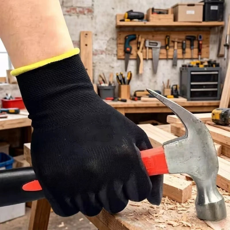 PU Coated Work Gloves 5/10 Pairs | S–XL Garden Construction Work Safety Gloves PLUSH
