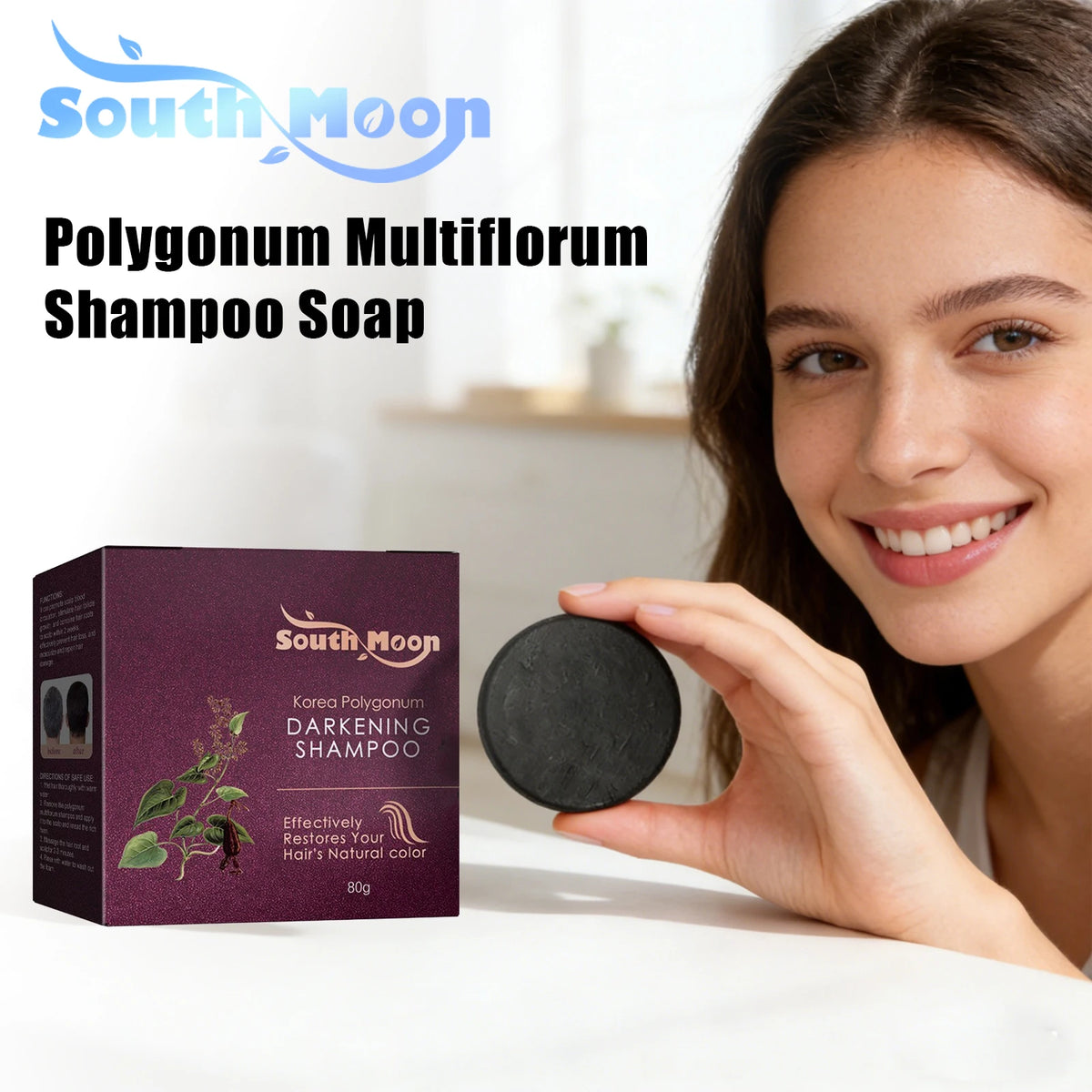 South Moon Polygonum Multiflorum Shampoo Soap 80g Shampoo Bar Soap PLUSH