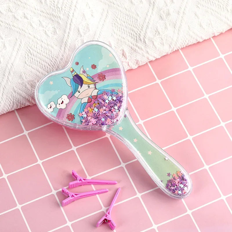 Unicorn Heart Detangling Hair Brush – Pink Massage Comb Detangling Hair Brush PLUSH Blue