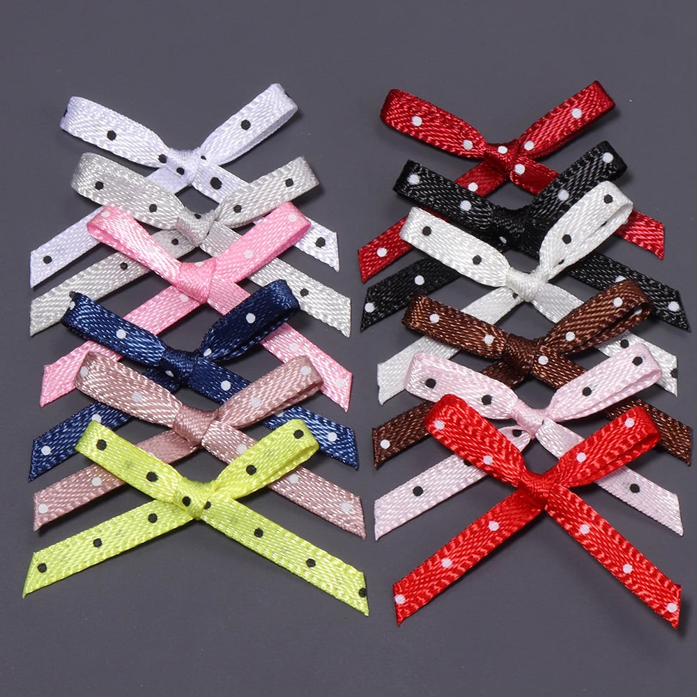 50pcs Polka Dot Ribbon Bows – DIY Gift Wrapping & Hair Decor Ribbon Bows PLUSH