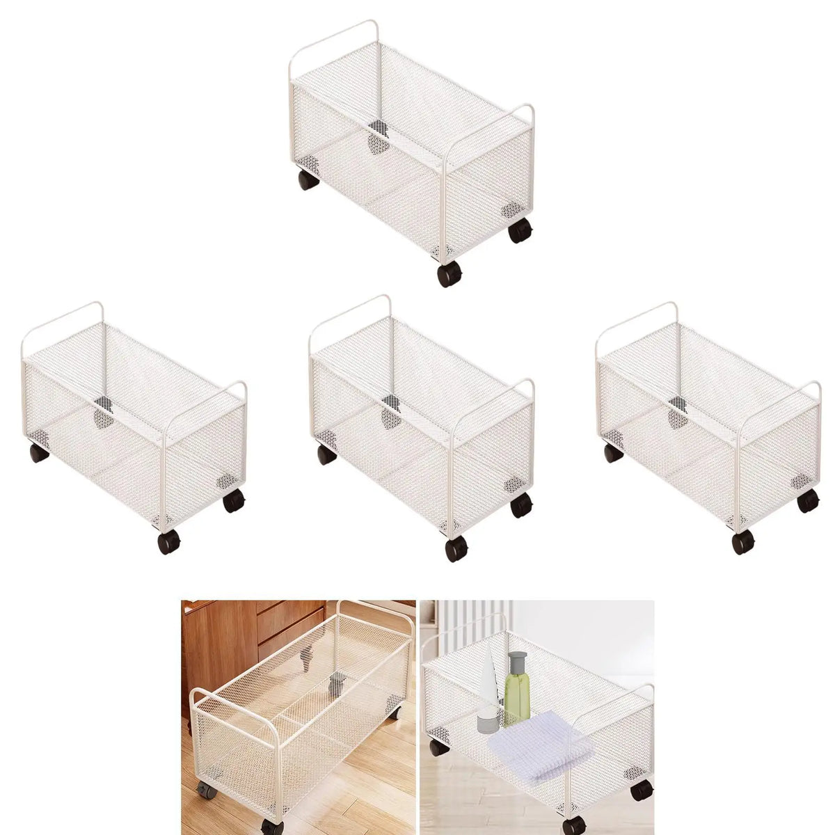 Mesh Iron Rolling Under Desk Storage Cart with Wheels Rolling Storage Cart PLUSH