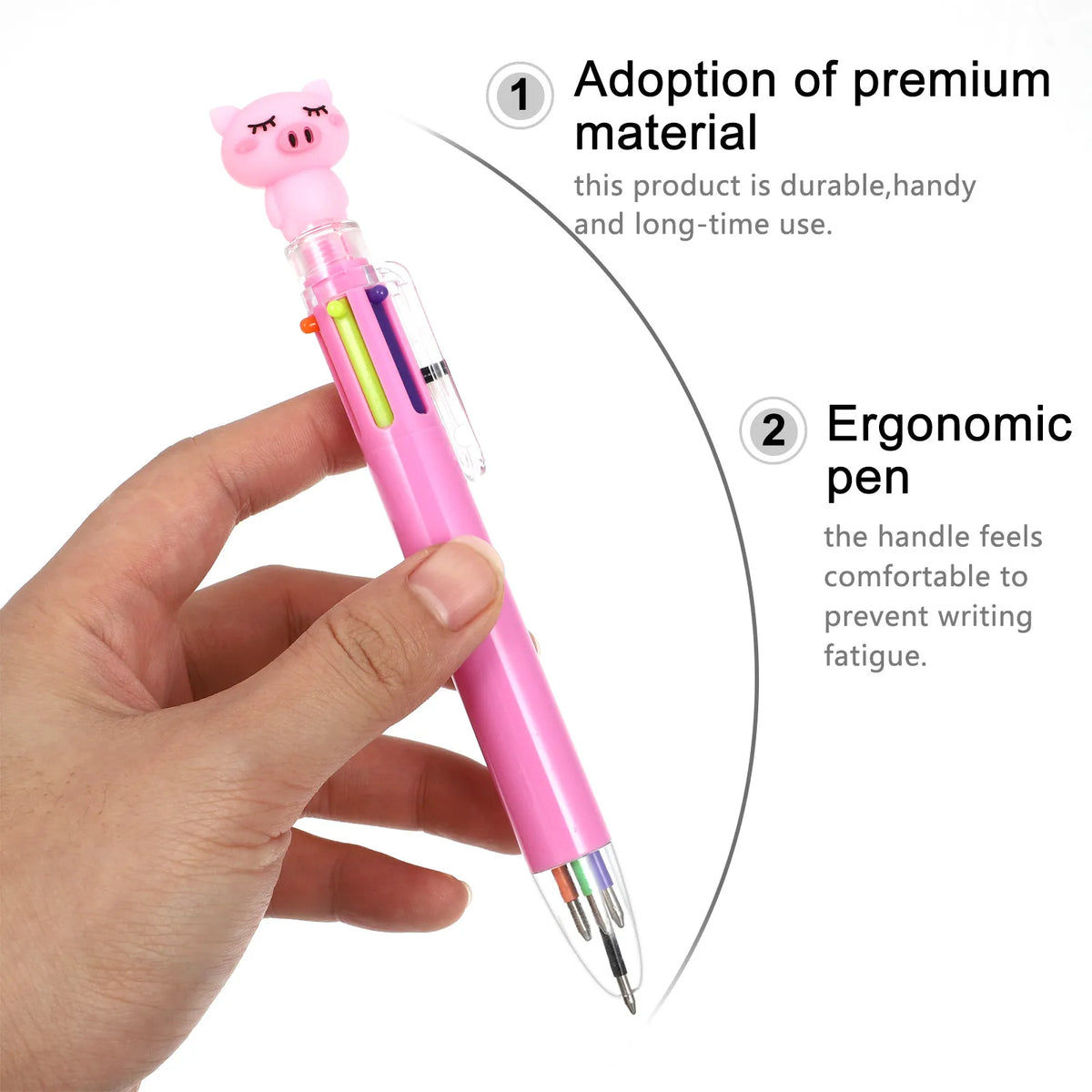6-Pack Cartoon Ballpoint Pens – Colorful Student Stationery Set Ballpoint Pen Set PLUSH