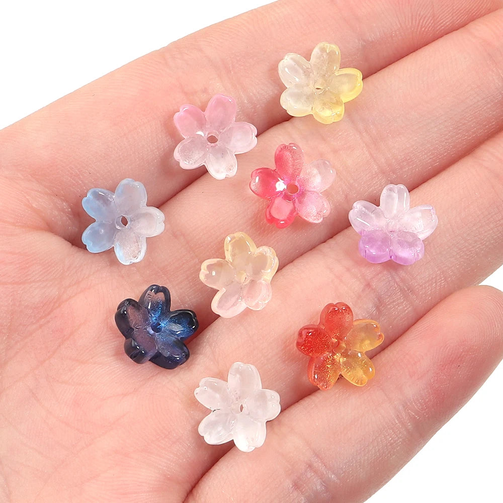 50pcs Cherry Blossom Czech Glass Spacer Beads – DIY Jewelry Glass Flower Beads PLUSH
