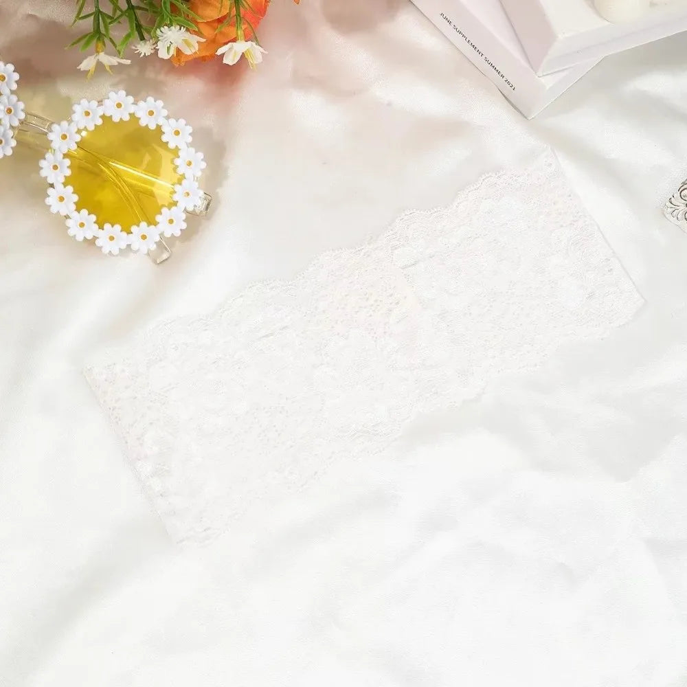 Korean Lace Wide Headband – Spandex Mesh Elastic Hair Wrap Lace Hair Headband PLUSH
