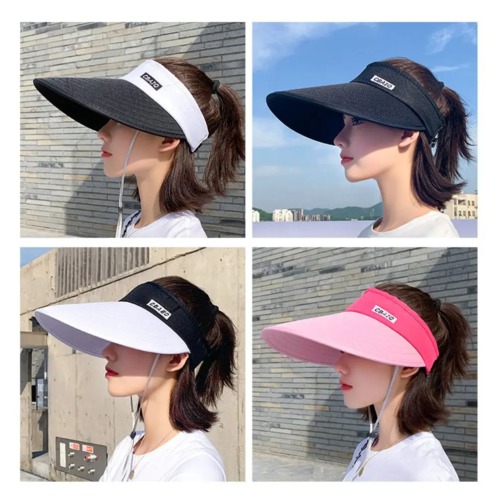 Women's Wide Brim Open-Top Sun Visor Beach Cap Sun Visor Hat PLUSH