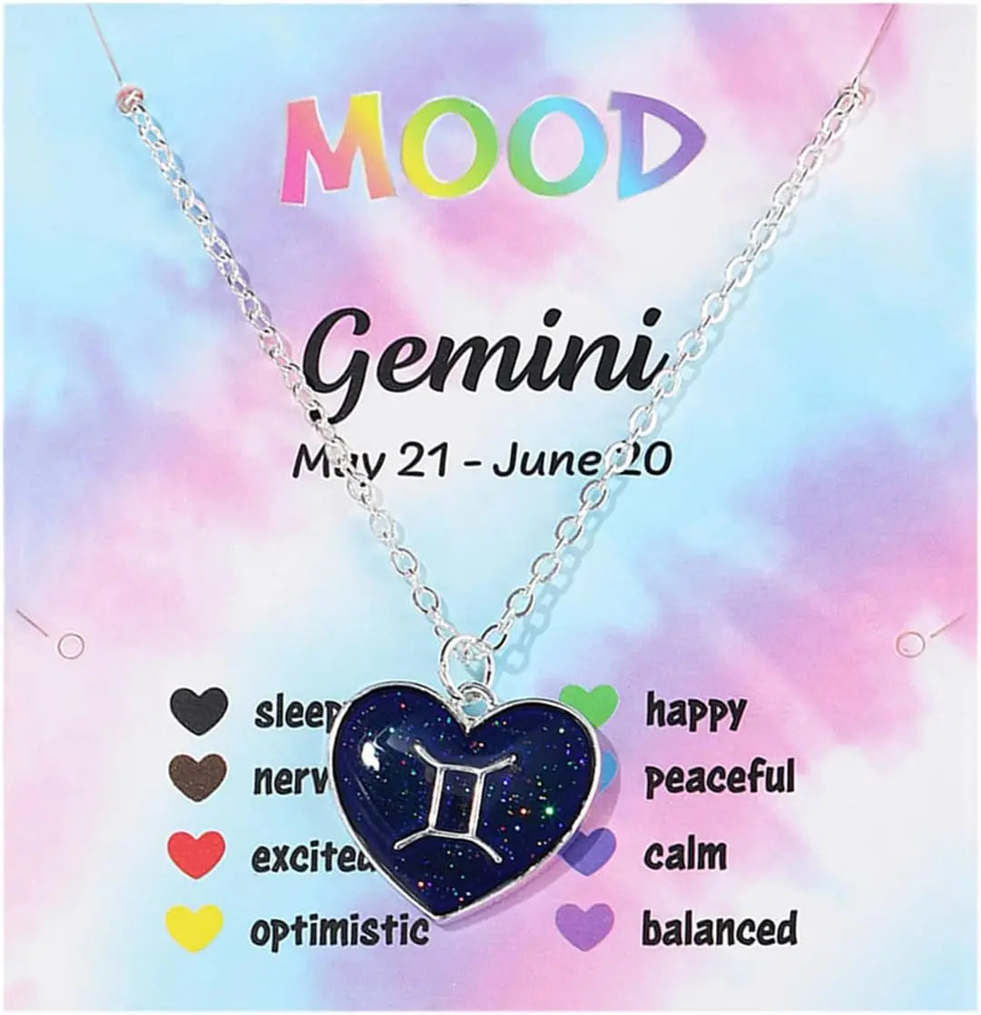 Zodiac Constellation Mood Necklace – Color Changing Pendant Pendant Necklace PLUSH Gemini