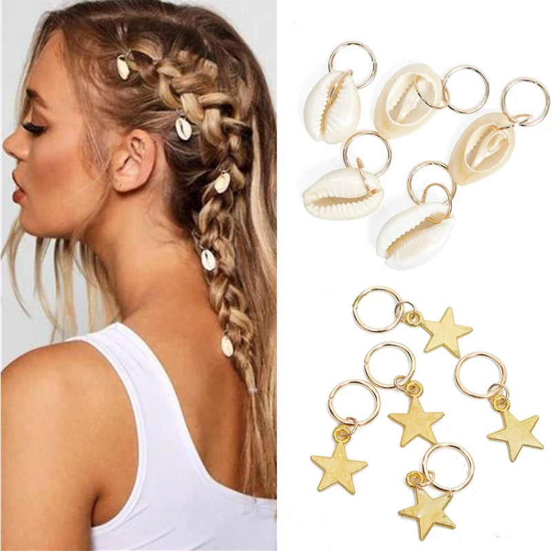 Alloy Shell Dreadlock Beads Hair Cuffs Rings & Clips – 5-10pcs Dreadlock Hair Beads PLUSH