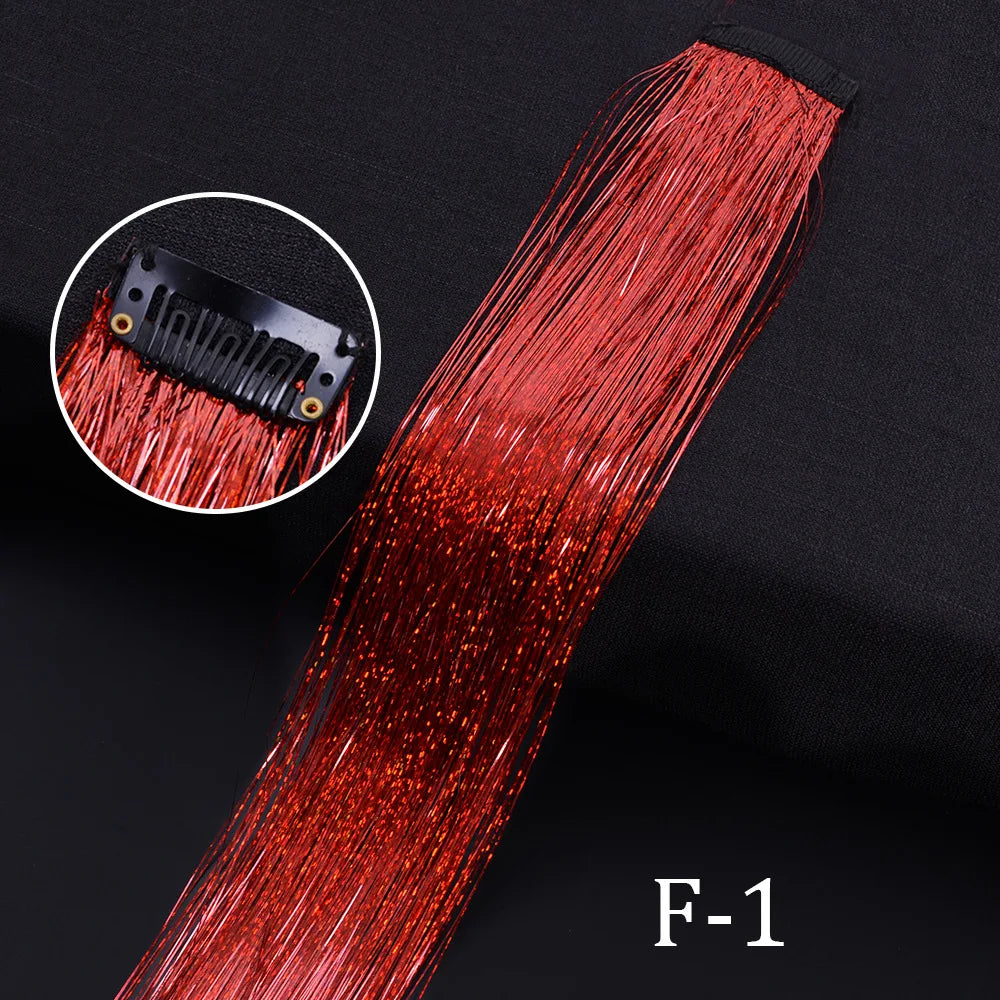 Rainbow Hair Tinsel Glitter Strands – 120pcs, 93cm