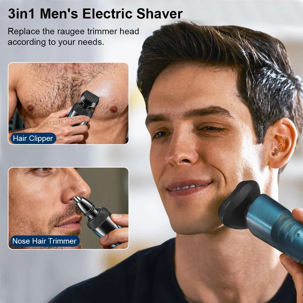 Raugee 3-in-1 Men's Electric Shaver & Beard Trimmer USB Electric Shaver PLUSH