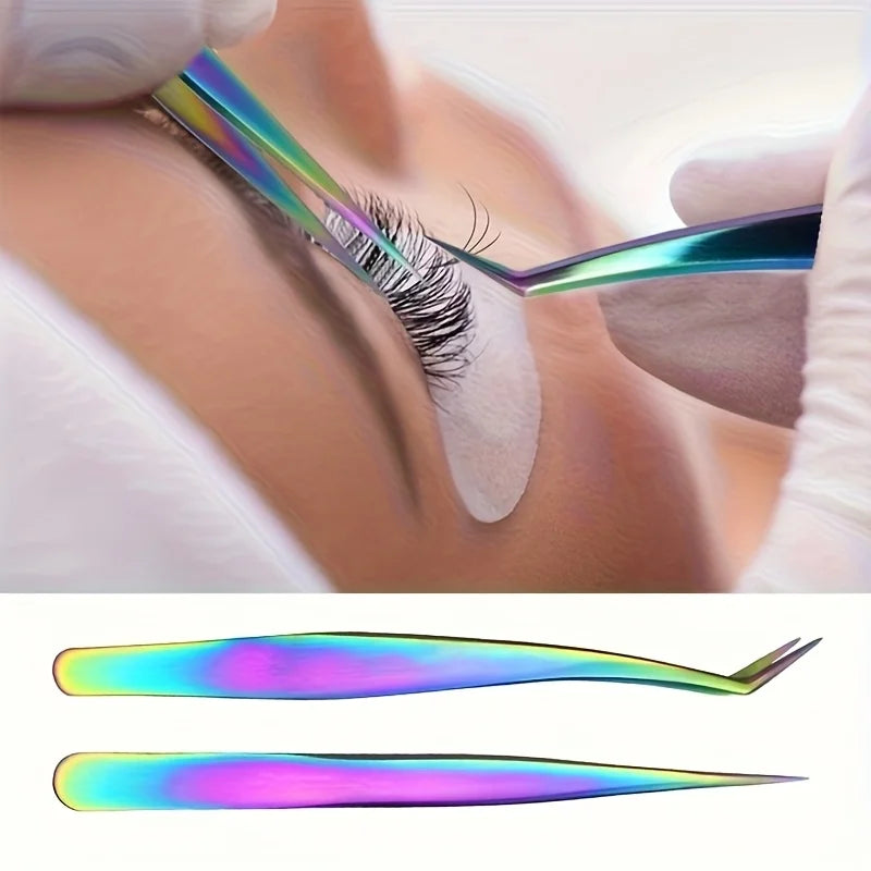 Stainless Steel Eyelash Tweezers Set – 3 Pcs with Box Eyelash Tweezers Set PLUSH