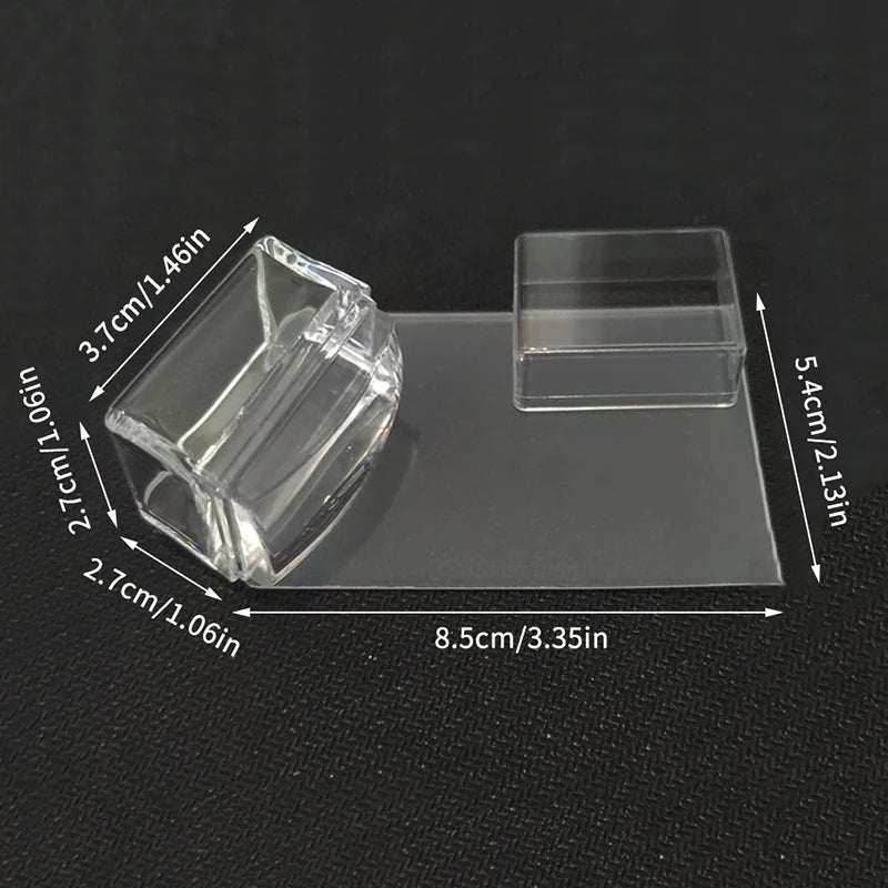 Clear Jelly Nail Art Stamper & Scraper | Rectangular Silicone Nail Art Stamper PLUSH 1pcs