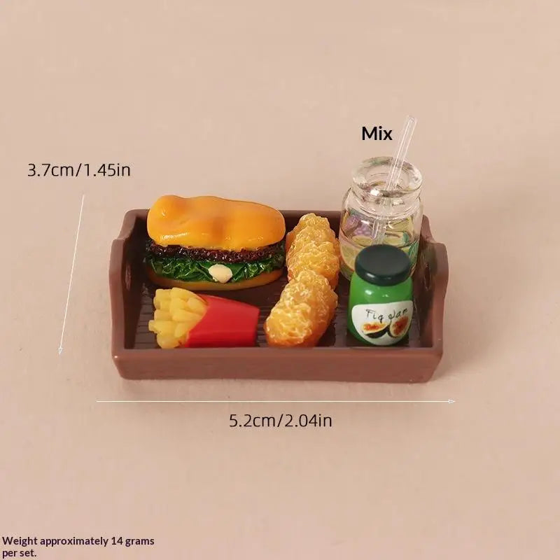 Miniature Fast Food Set 1:12 Scale Dollhouse Resin Props Dollhouse Accessory Set PLUSH A4