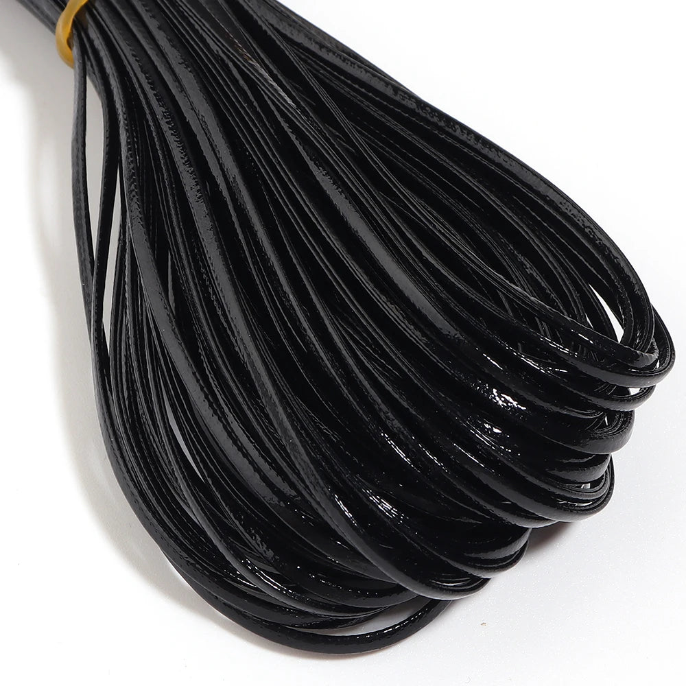 50 Yards 2mm Flat Faux Leather Cord – Multicolor DIY Crafts Leather Craft Cord PLUSH black