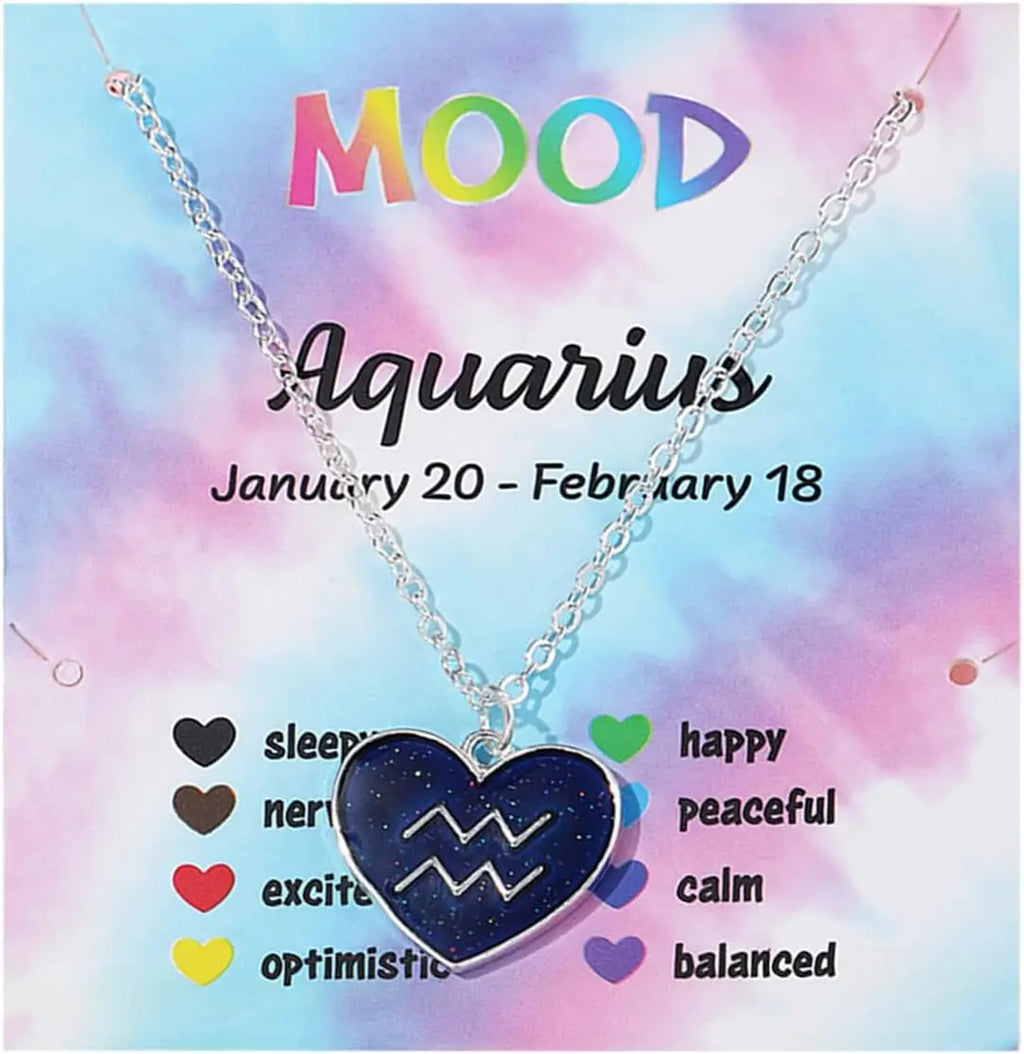 Zodiac Constellation Mood Necklace – Color Changing Pendant Pendant Necklace PLUSH Aquarius